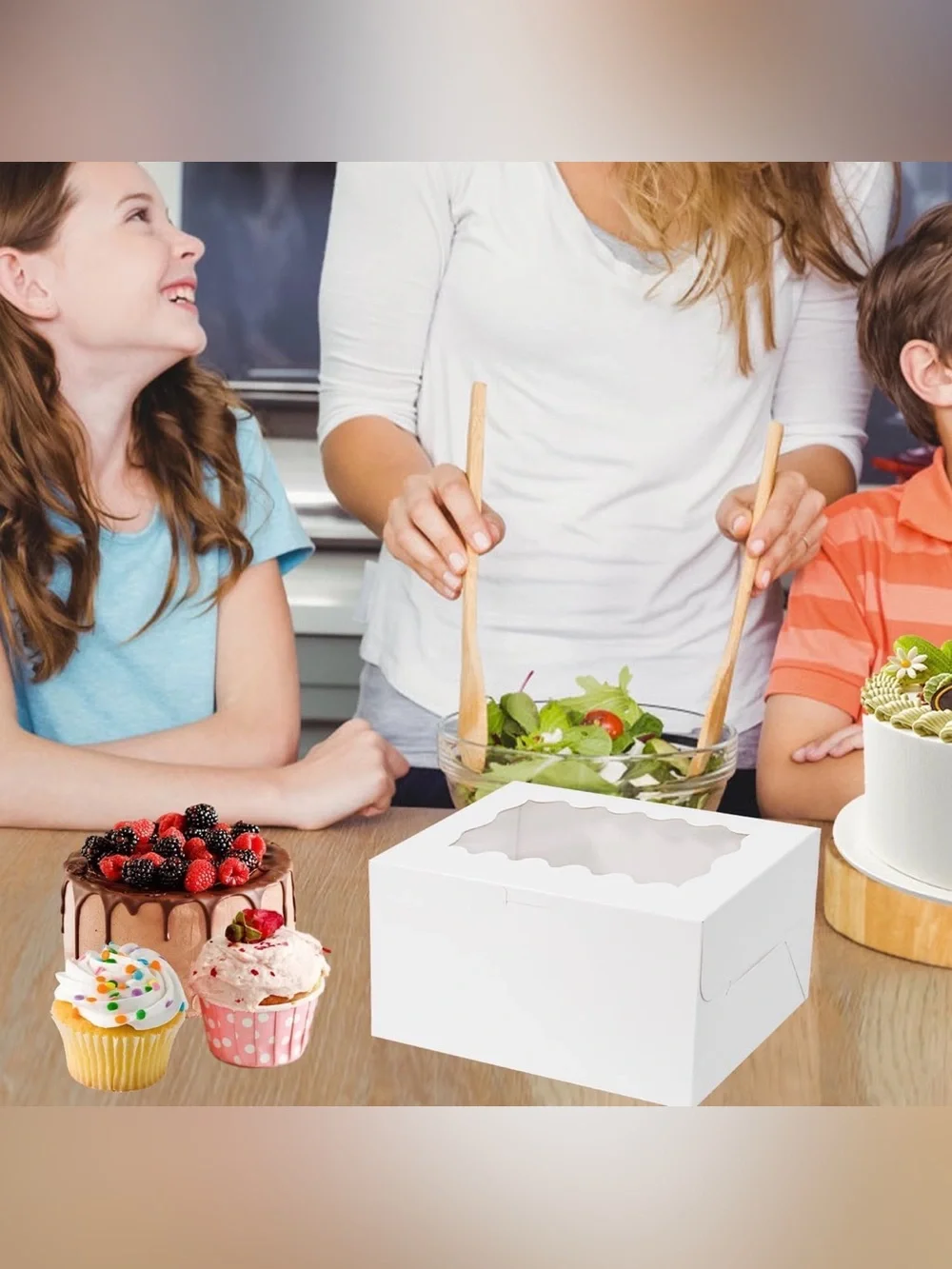 White Cupcake and Pastry Gift Boxes with Window - 8 Pack